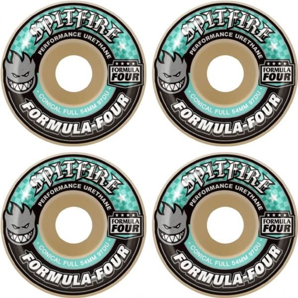 SF F4 97a Conical Full 54mm (White/Turq) - Skateboard - Wheels