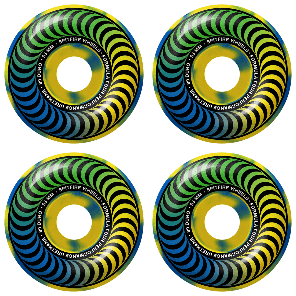 SF F4 99a Classic Multi Swirl 53mm (Yellow/Blue) - Skateboard - Wheels