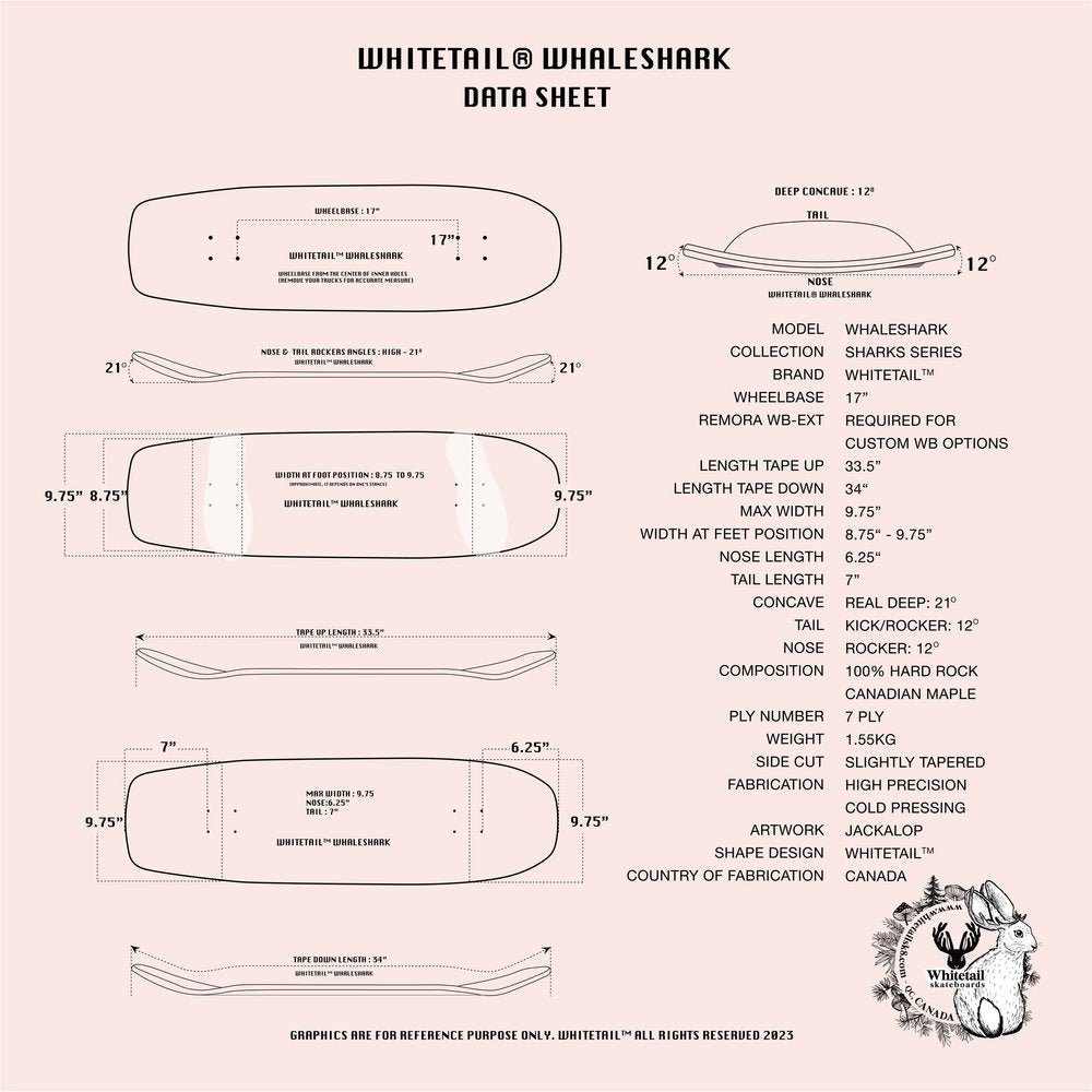 Whitetail Whaleshark 33.5" Surfskate Deck WB17" - Surfskate - Decks