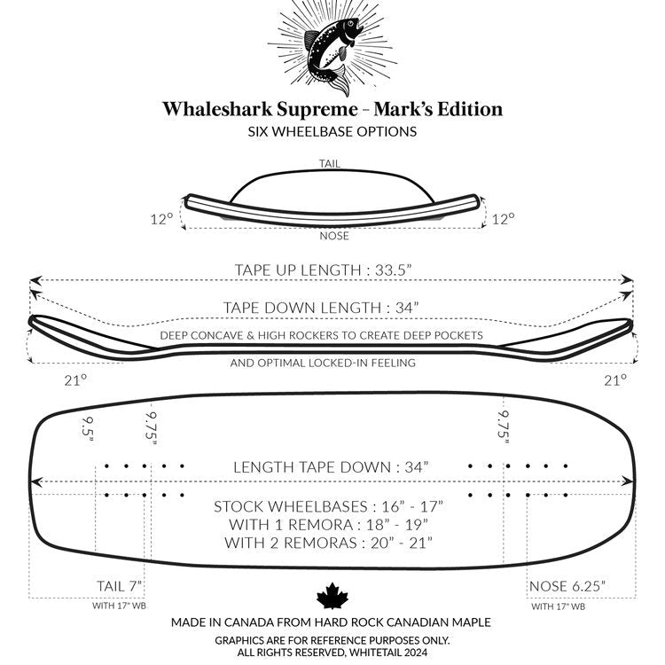 Whitetail Whaleshark Supreme - Mark - 33.5 Surfskate Deck WB16-21 - Surfskate - Decks