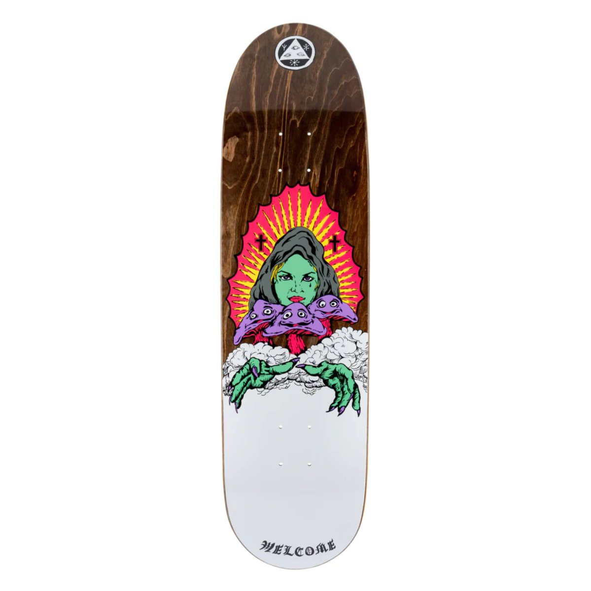 WLCM Mushroom Witch on Pysanka 8.5 (Brown Stain) - Skateboard - Decks